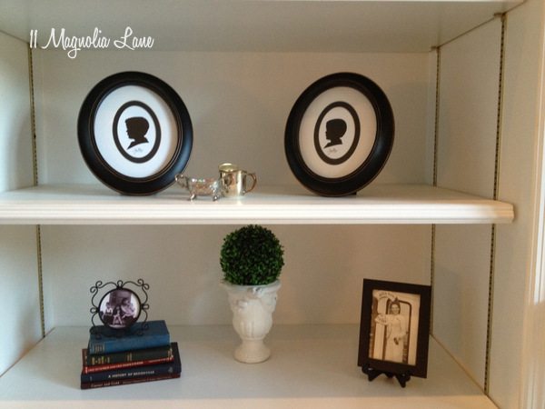 Bookshelf styling at 11 Magnolia Lane