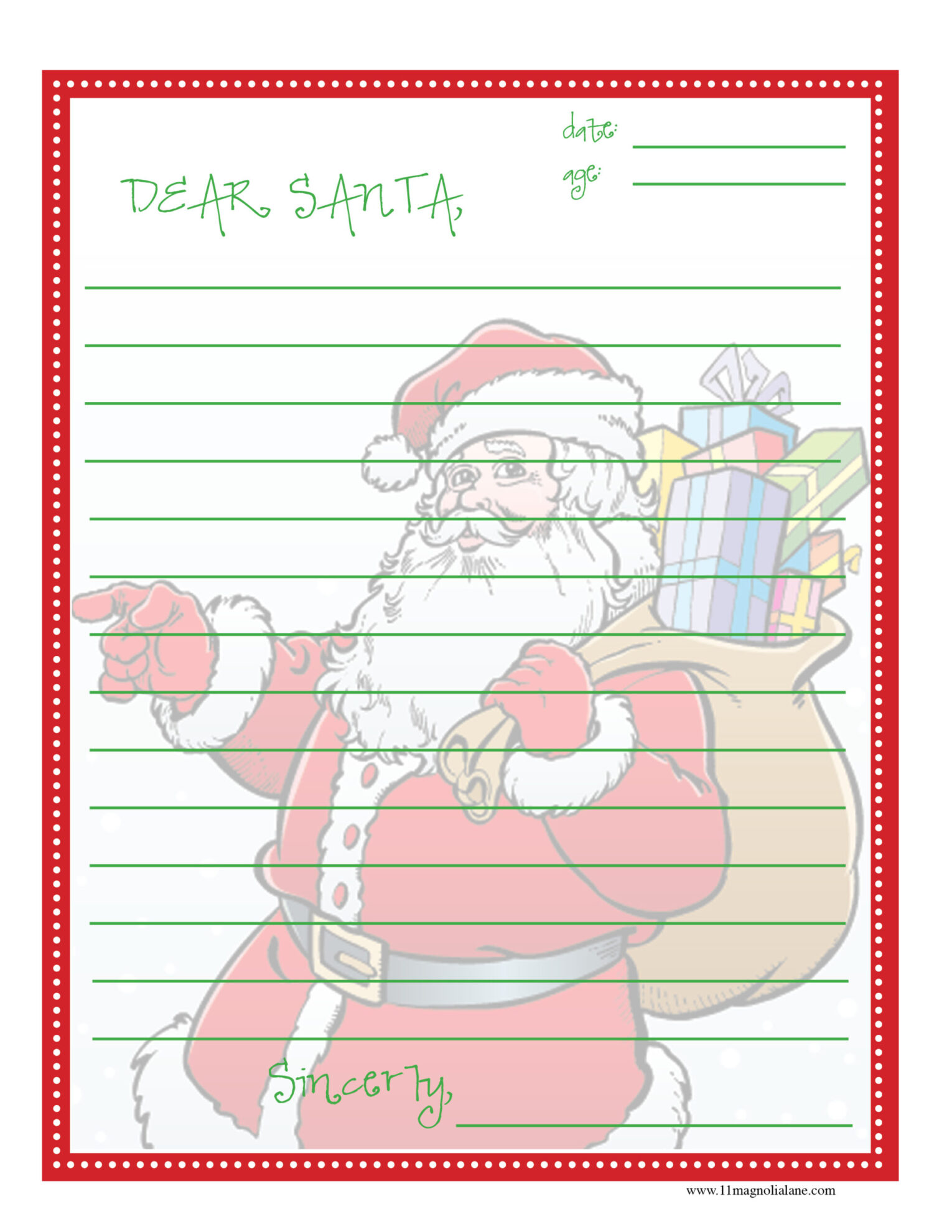 free printable dear santa letter, letter to santa printable