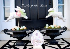 Easter porch decor at 11 Magnolia Lane