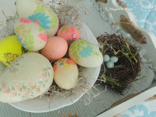 Vintage decoupaged Easter eggs