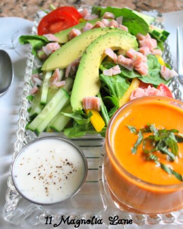 In the Kitchen with 11 Magnolia Lane, Tomato Basil Bisque Soup & Avocado Chef's Salad