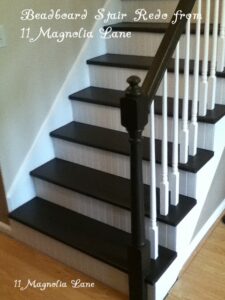 Stair Redo with Painted Treads and Beadboard Risers