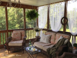 Easy Screened Porch Update:  Sheer Outdoor Curtains Add Privacy (and Pizazz!)