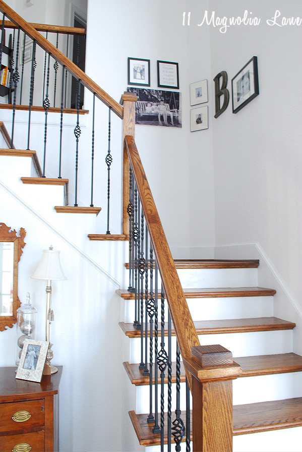 gallery wall over stairs