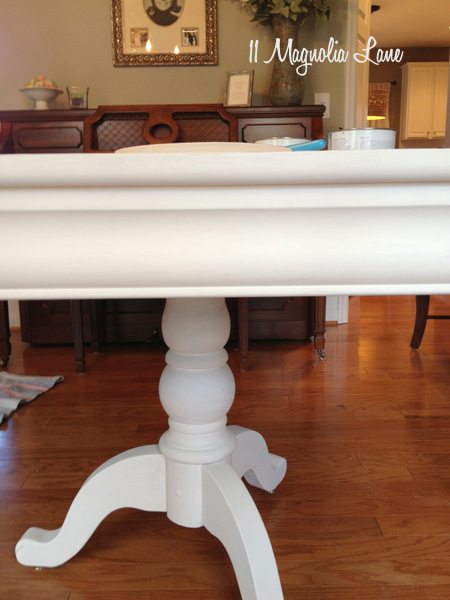 Dining room table with white chalk paint