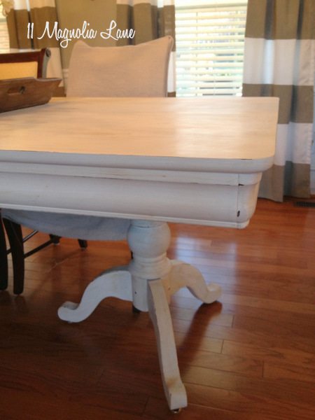 White chalk paint with dark wax and distressing