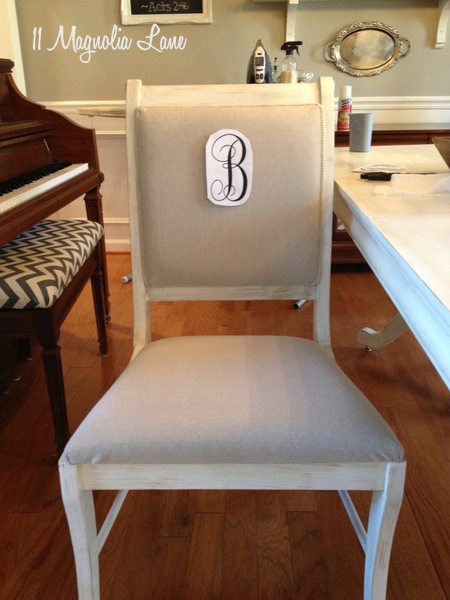 Monogram on front of chair