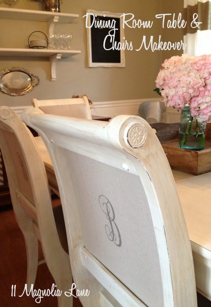 White Chalk Painted Dining Room Table Monogrammed Chairs 11 Magnolia Lane