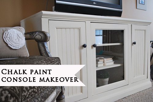 chalk paint makeover of TV entertainment console