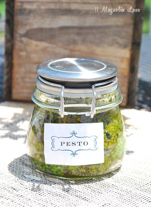 jar of pesto with recipe