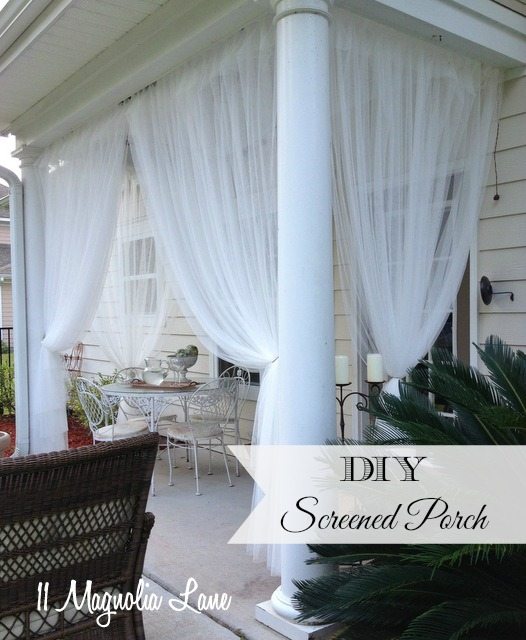 DIY Screened porch using inexpensive sheer curtain panels | 11 Magnolia Lane