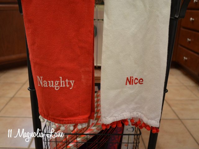 naughty nice Christmas towels