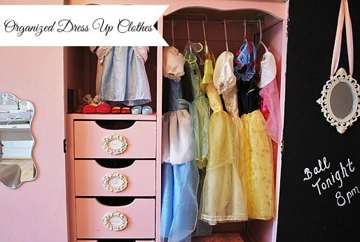 organized dress up clothes marked