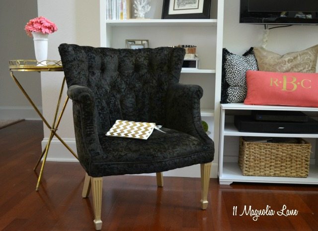 Black velvet painted chair