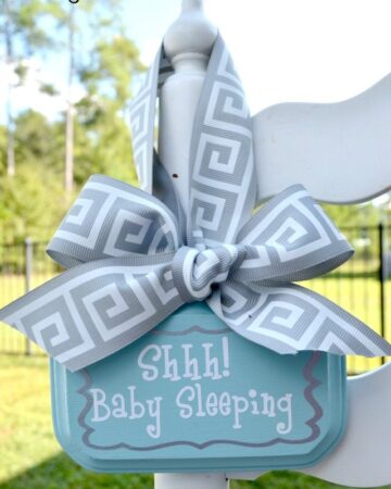 Aqua blue and grey baby sleeping sign | 11 Magnolia Lane