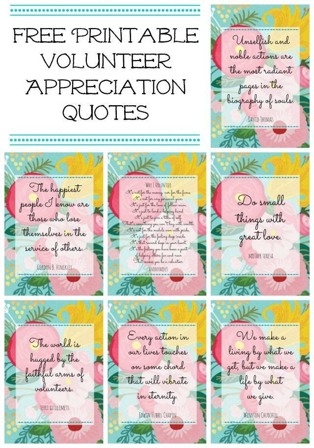 Free printable volunteer appreciation quotes | 11 Magnolia Lane
