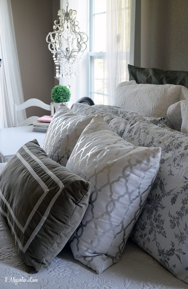 Master bedroom in grey and whites | 11 Magnolia Lane