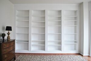 DIY Built-In Wall Shelves Using Billy Bookcases {Ikea Hack}