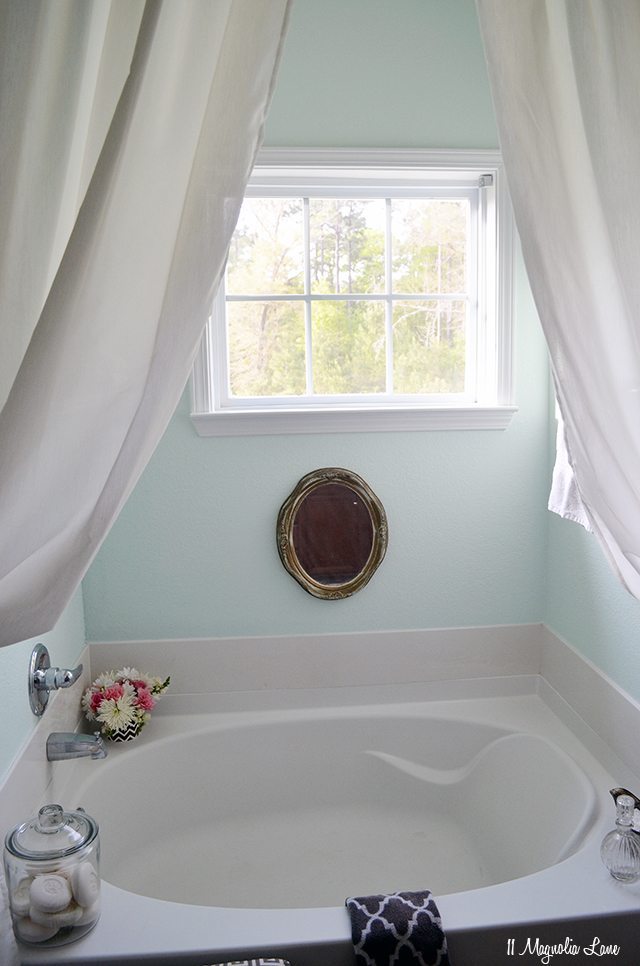 Spa-like bathroom in aqua and grey | 11 Magnolia Lane