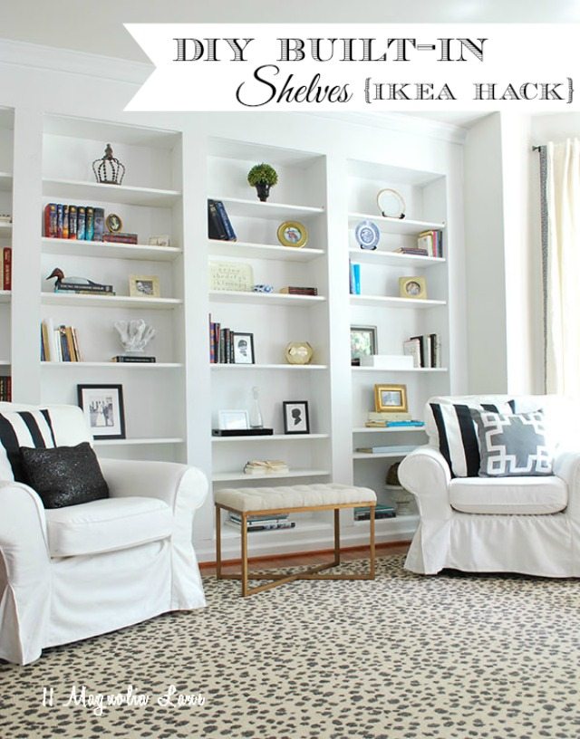 How To Build Diy Built In Bookcases From Ikea Billy Bookshelves 11 Magnolia Lane - Diy Built In Wall Shelves