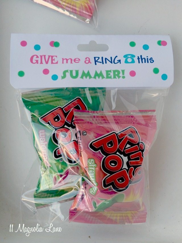 Ring pops end of school goody/treat bag | 11 Magnolia Lane