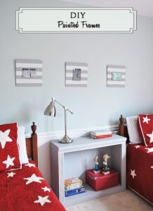 Easy DIY painted frames to display sports pictures in kids' rooms