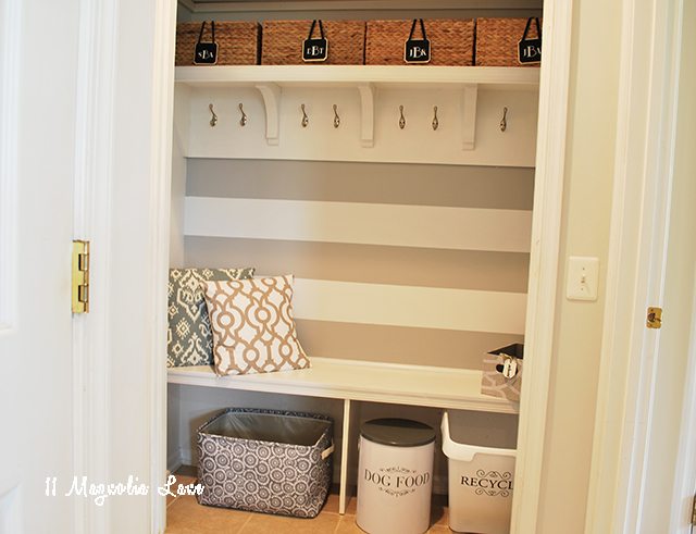 How to convert a hallway closet into an open mudroom