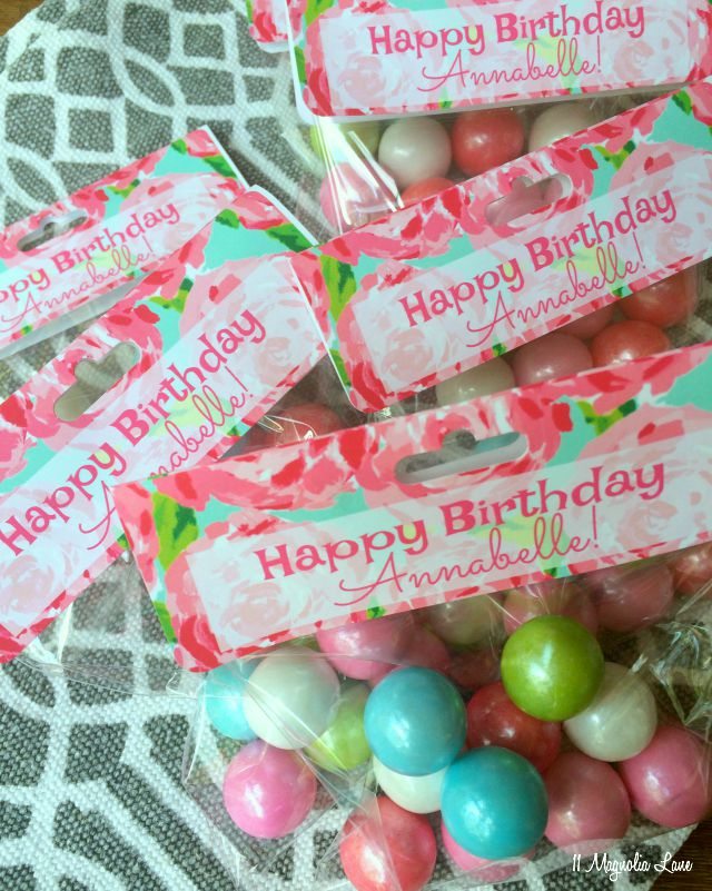 Lilly Pulitzer birthday party treat bags | 11 Magnolia Lane