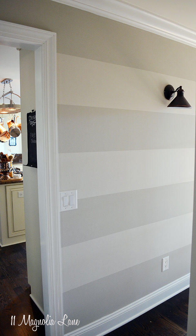 Striped wall in entryway | 11 Magnolia Lane