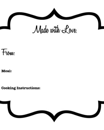 Easy label to print to attach to a meal for someone in need or when they have just had a baby