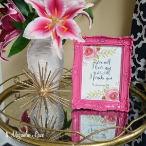 Bible verse printable in a pink frame is an encouraging gift for a friend going through cancer or chemotherapy | 11 Magnolia Lane