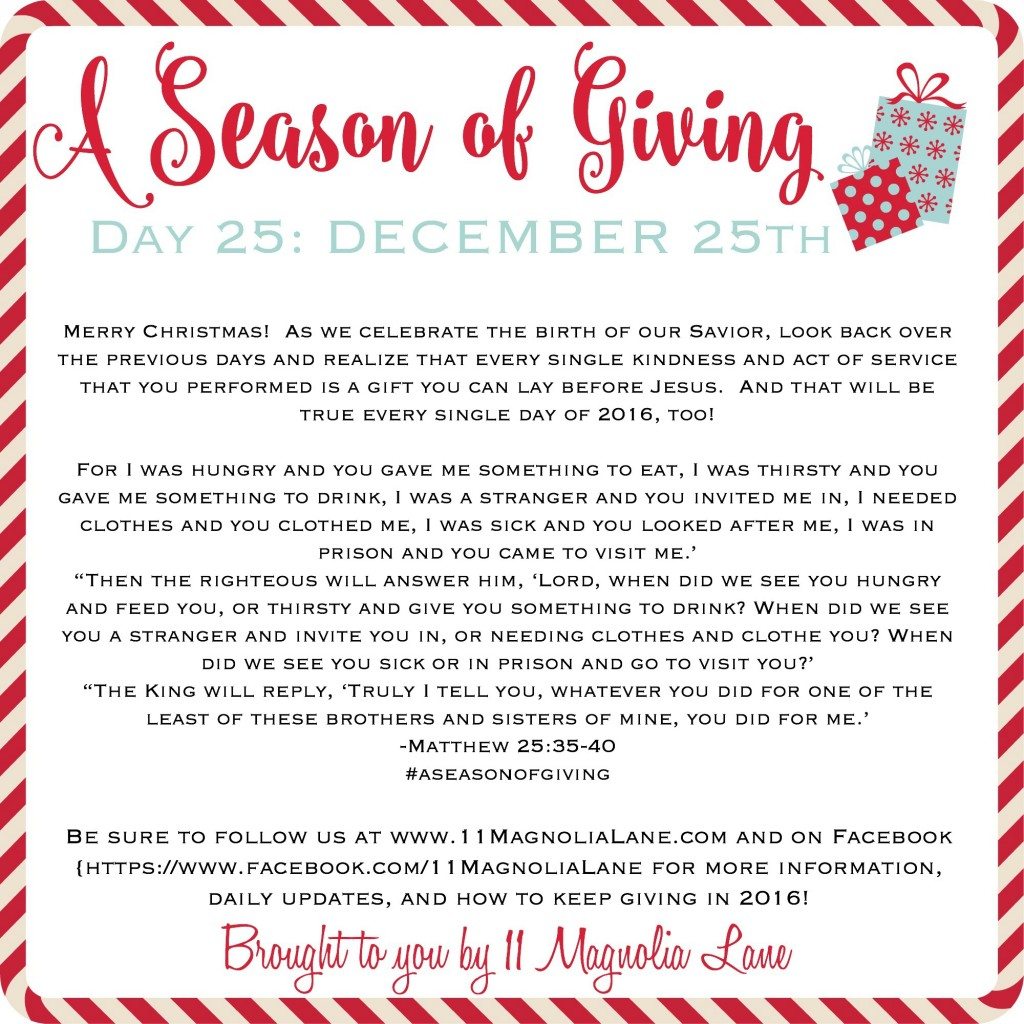 A Season of Giving: Day 25