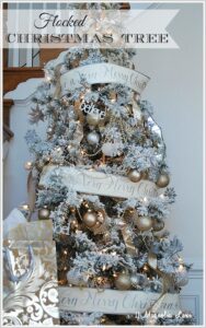 Decorating a flocked Christmas tree, tips and tricks and a great resource for a pretty snow covered "flocked" tree.