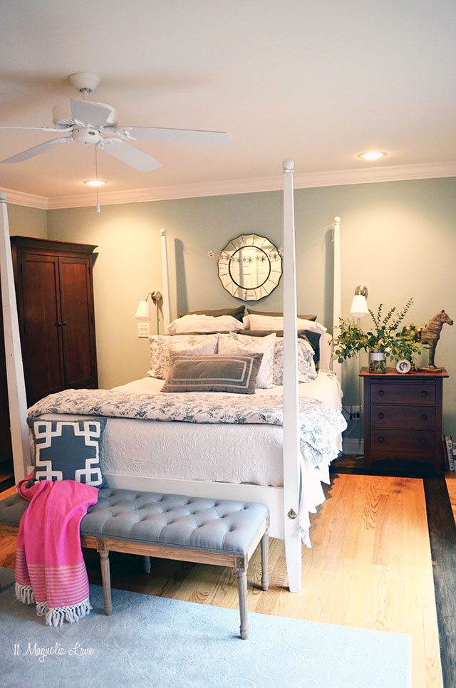 Master bedroom refresh in soothing blue grays | 11 Magnolia Lane