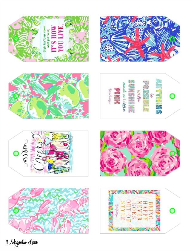 Free printable Lilly Pulitzer inspired labels/ gift tags | 11 Magnolia Lane