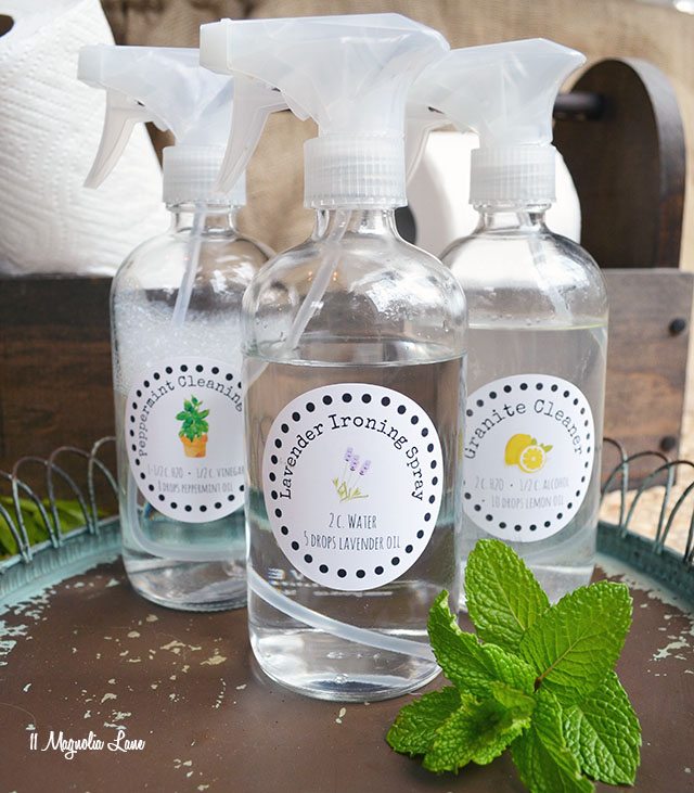 Spring cleaning tips, including natural cleaning solution recipes and free printable labels | 11 Magnolia Lane