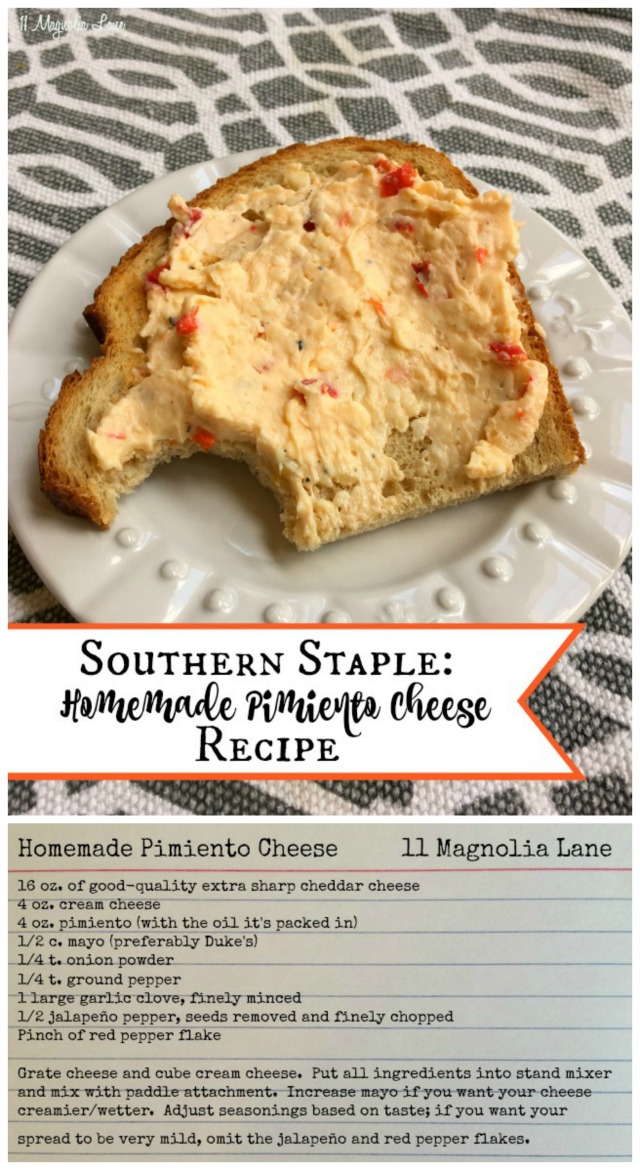 The best homemade pimiento cheese recipe--a Southern staple! | 11 Magnolia Lane