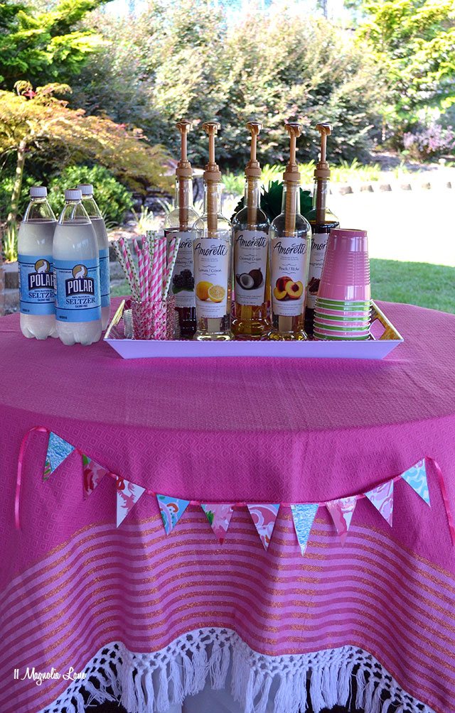 Italian soda bar at Lilly Pulitzer themed teen girl's birthday party | 11 Magnolia Lane