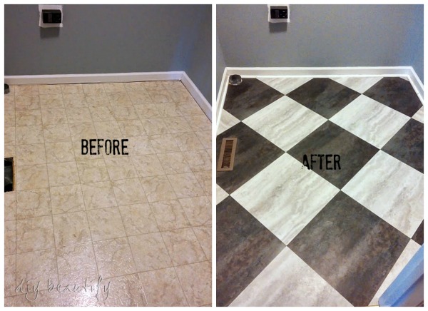 Peel and stick tile flooring by DIYBeautify