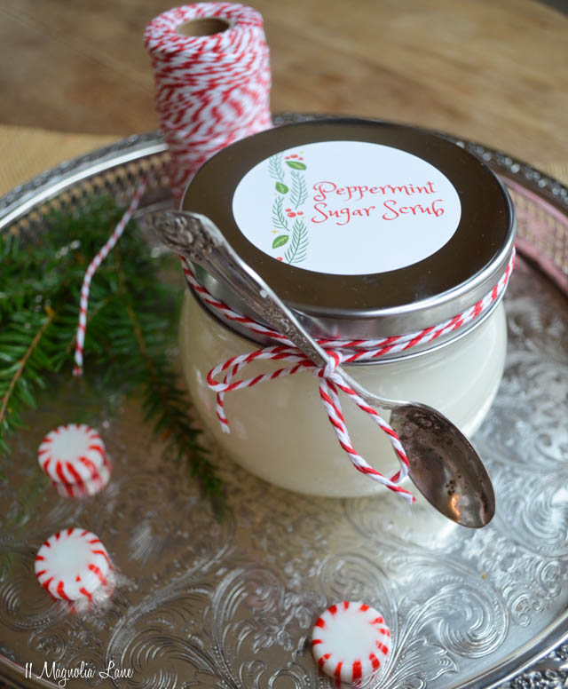 Easy Peppermint Sugar Scrub recipe--perfect for Christmas teacher gifts! | 11 Magnolia Lane