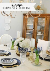 Summer Dining Room in Blue + White