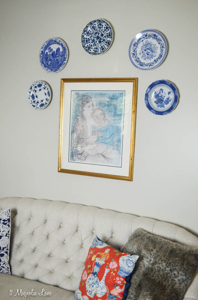 Blue and white plates on wall | 11 Magnolia Lane