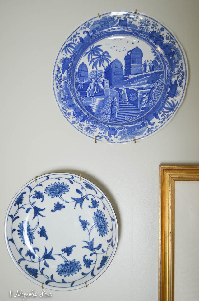 Blue and white plates on wall | 11 Magnolia Lane