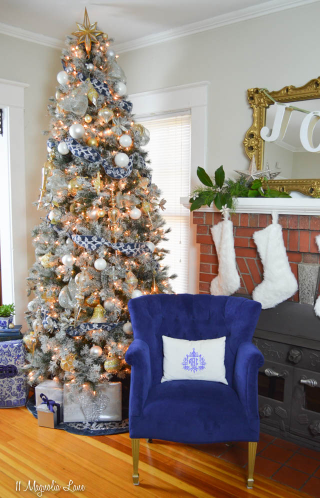 Blue and metallic Christmas tree from Balsam Hill | 11 Magnolia Lane