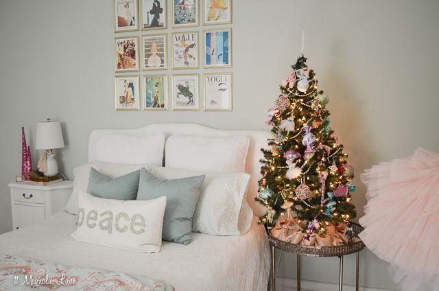 Christy's 2017 Holiday Home Tour | Nutcracker-themed Christmas tree in a teen girl's pale aqua room | 11 Magnolia Lane