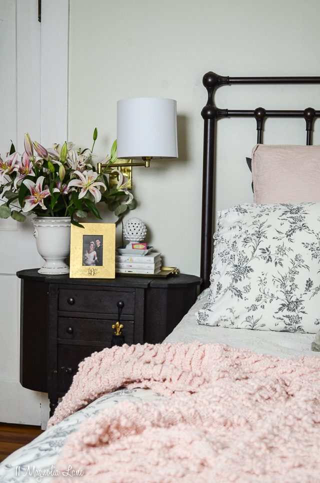 Pink gray and white master bedroom | 11 Magnolia Lane