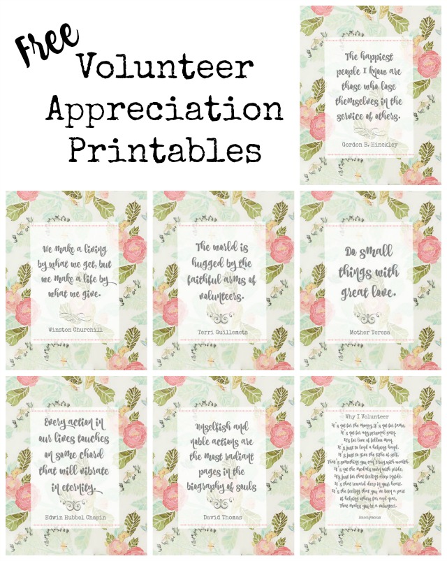 Pink floral volunteer and teacher appreciation printables | 11 Magnolia Lane