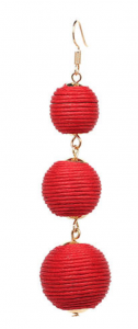 Red ball drop earrings