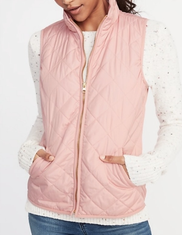 Lightweight pink quilted vest