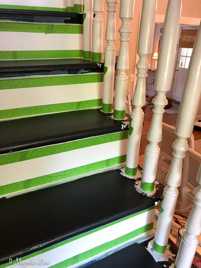 White and black painted stairs steps | 11 Magnolia Lane